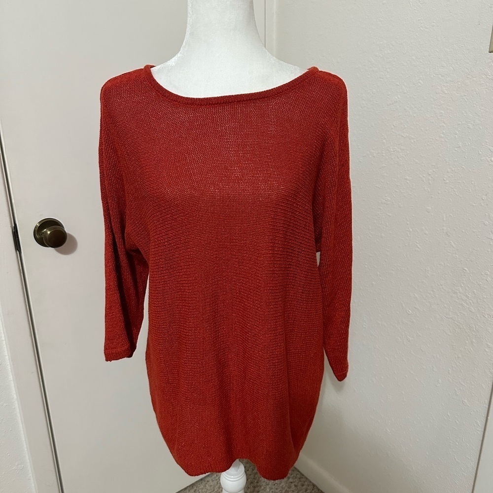 Chico’s burnt orange cutout back detail tunic size M